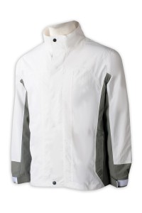 J891 大量訂做男裝外套  時尚設計撞色啪鈕領 魔術貼袖口外套  外套供應商  hk  商場 物業管理公司  回收環保紗